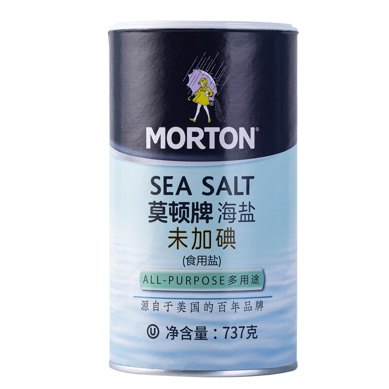 莫頓（MORTON） 鹽 無碘海鹽（未加碘） 無碘食鹽  737g