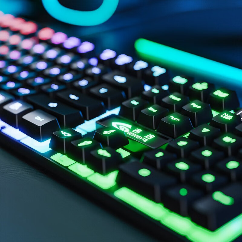 吉选（GESOBYTE）KB860 键盘 机械手感键盘 有线键盘 游戏键盘 彩虹背光 笔记本台式电脑键盘 黑色