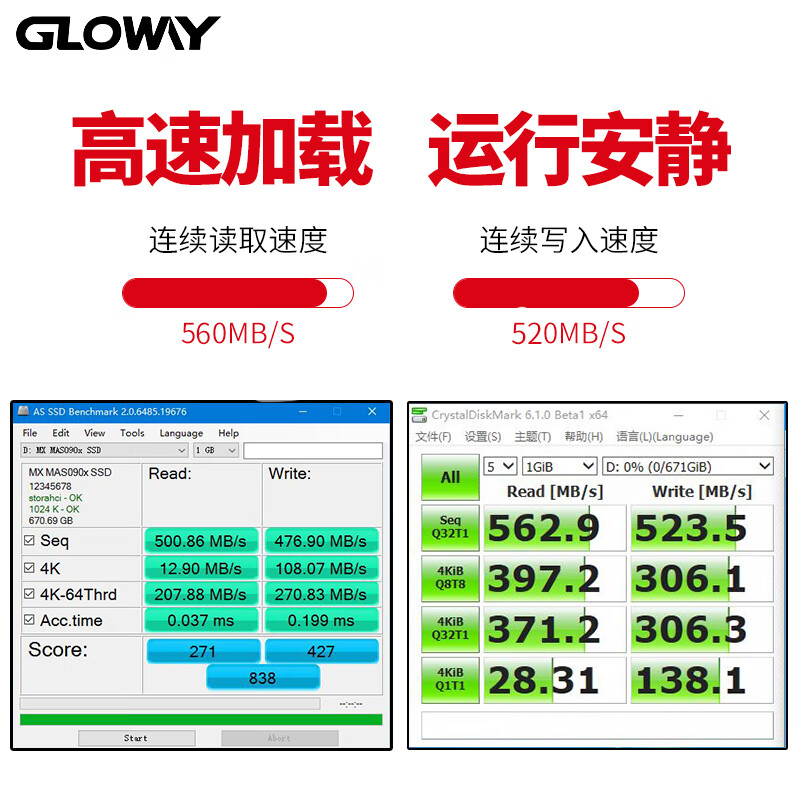 光威（Gloway）720GB SSD固态硬盘 SATA3.0接口 悍将系列-畅快体验大容量高速存储