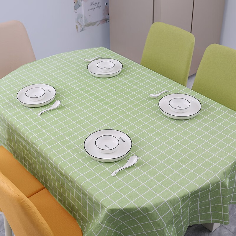 绿之源 桌布137*180cm防水防油桌垫 北欧风格纹塑料免洗餐桌布 灰色/绿色交替发货