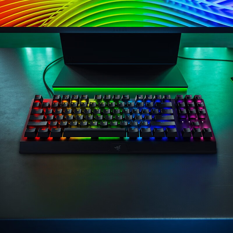 雷蛇Razer 2021新款黑寡妇蜘蛛黄绿轴 机械键盘有线键盘游戏键盘104键 RGB电竞送男友礼物 黑寡妇蜘蛛V3绿轴-87键RGB