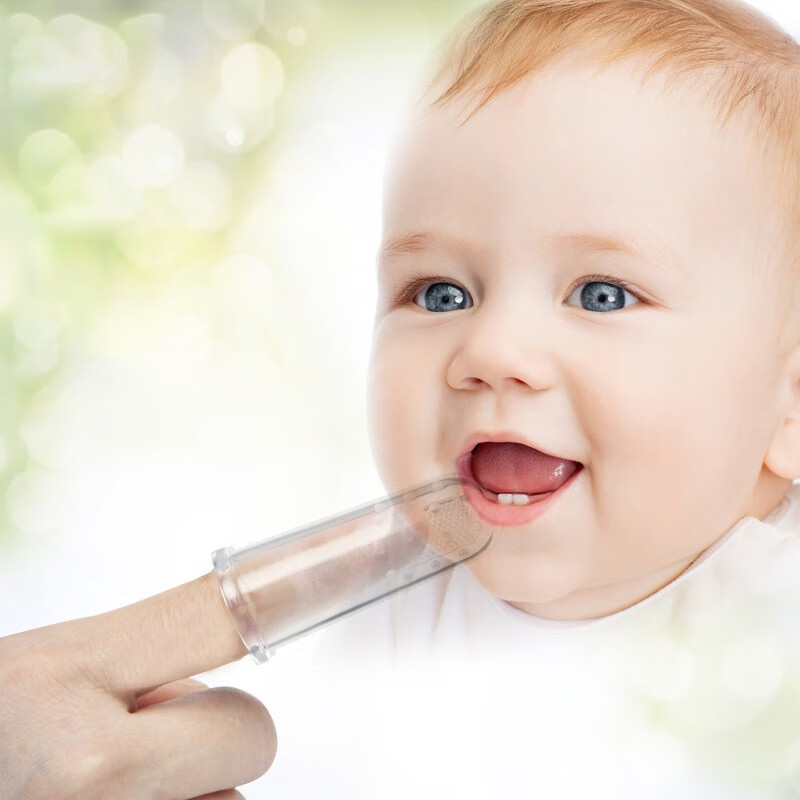 albo婴儿手指套牙刷（3个装）婴幼儿童硅胶软毛宝宝乳牙刷0-3岁