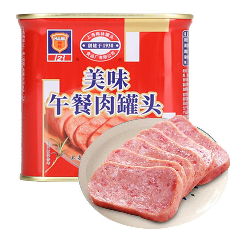 上海梅林 午餐肉罐头 340g 泡面火锅搭档 红罐 中华老字号