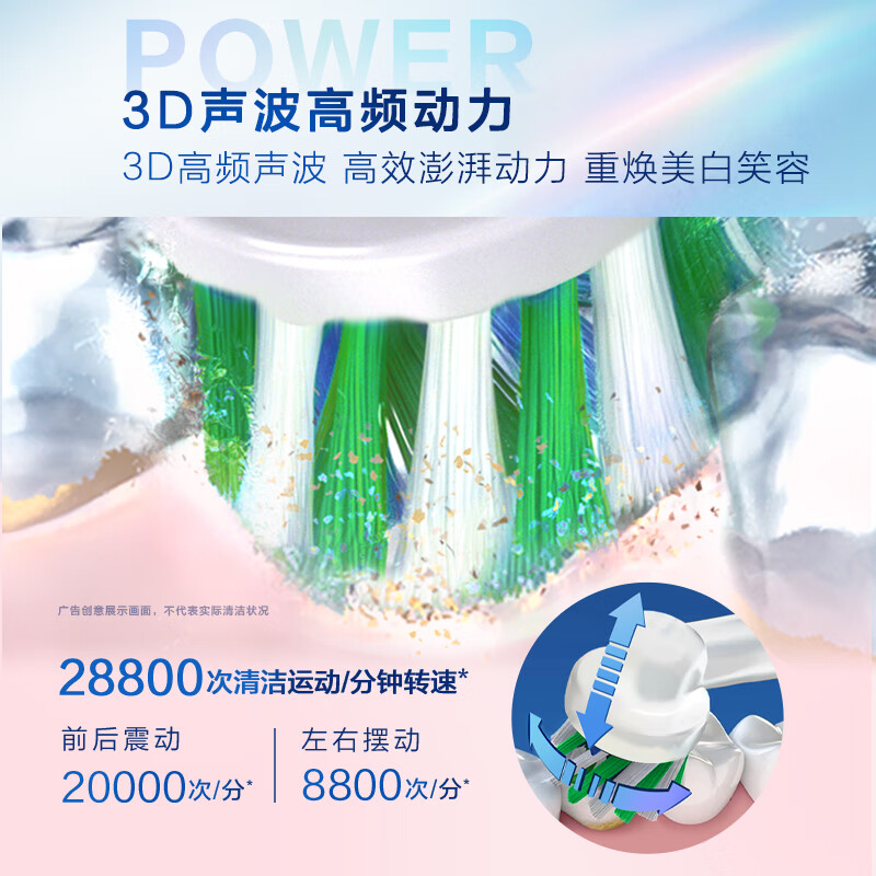 欧乐B电动牙刷成人 小圆头牙刷3D声波旋转摆动Pro1 Max美白极光刷(极光白)【升级美白爆款】