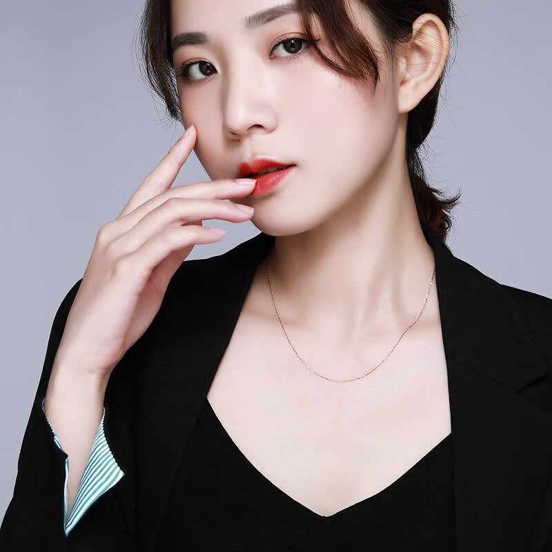 说说潮宏基 18k金项链女士玫瑰金彩金素链o字链锁骨链金链子 f 白18k