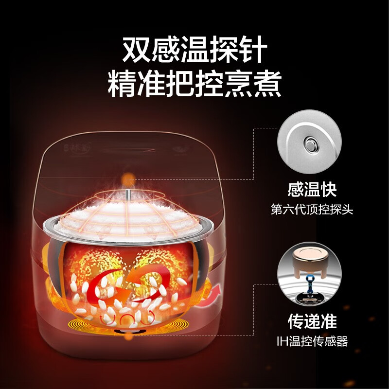 蘇泊爾（SUPOR）電飯煲電飯鍋4L IH電磁加熱精鐵球釜3-8人觸控面板低糖健康家用智能電飯煲40HC850