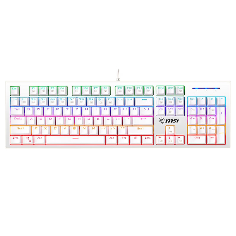 微星（MSI）GK50Z 机械键盘 RGB光效 有线 游戏电竞办公键盘 104键 吃鸡键盘 GK50Z 电竞机械键盘【白色-红轴】