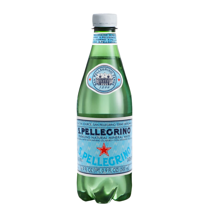 【9.5折】圣培露氣泡水充氣天然礦泉水整箱 意大利San Pellegrino含氣飲用天然水非蘇打水 圣培露500ml*24瓶/箱塑料瓶