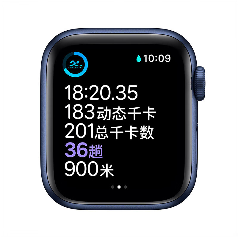 苹果（Apple） Apple Watch Series 6苹果智能手表 蜂窝电话男女通用运动手表 蓝色铝金属表壳+深蓝色运动表带GPS版 44毫米
