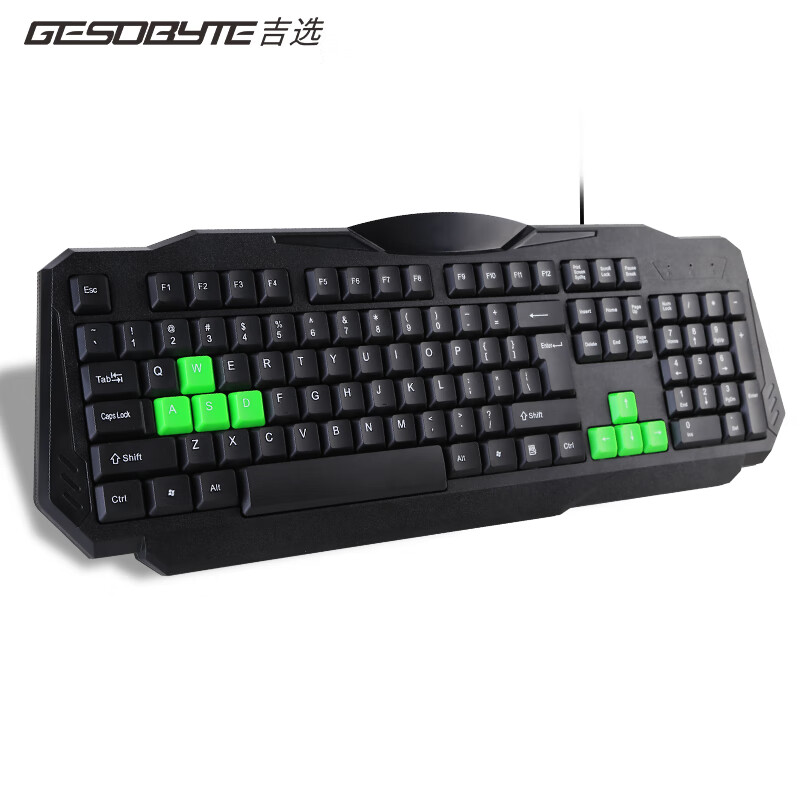 吉选（GESOBYTE）G16键盘 有线键盘 游戏键盘  104键 绝地求生吃鸡键盘 笔记本台式机电脑键盘  黑色