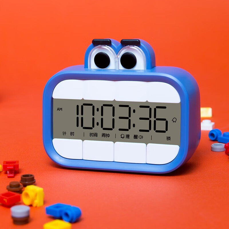 码仕 闹钟计时器学生学习定时器创意智能儿童可震动静音厨房用电子正计时器 大嘴计时款 午夜蓝