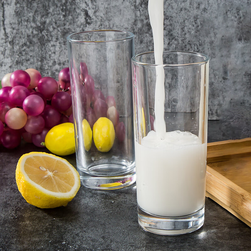 天喜（TIANXI）玻璃杯2只装 水杯套装家用透明耐热茶杯牛奶杯啤酒杯果汁杯