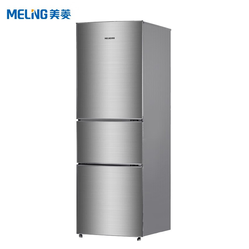 美菱(MELING)203升 三门小冰箱 节能静音 中门软冷冻 家用租房电冰箱小型 亚光银 BCD-203M3CX
