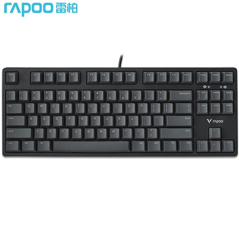 雷柏（Rapoo） V860 机械键盘 有线键盘 游戏键盘 87键 原厂Cherry轴 吃鸡键盘 黑色 樱桃茶轴
