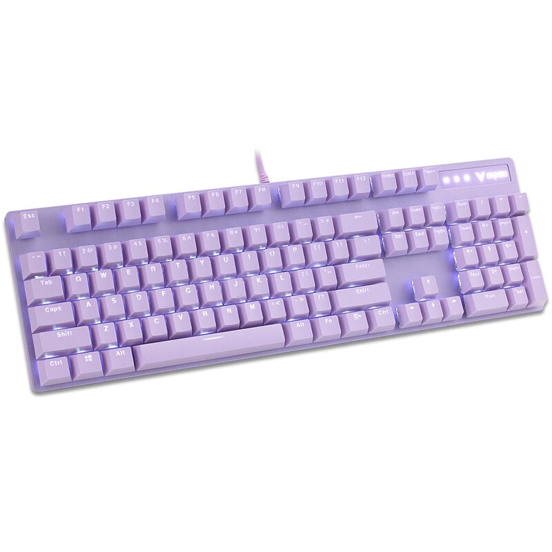 雷柏（Rapoo） V500PRO紫色版 机械键盘 有线键盘 游戏键盘 104键单光键盘 吃鸡键盘 办公键盘 茶轴