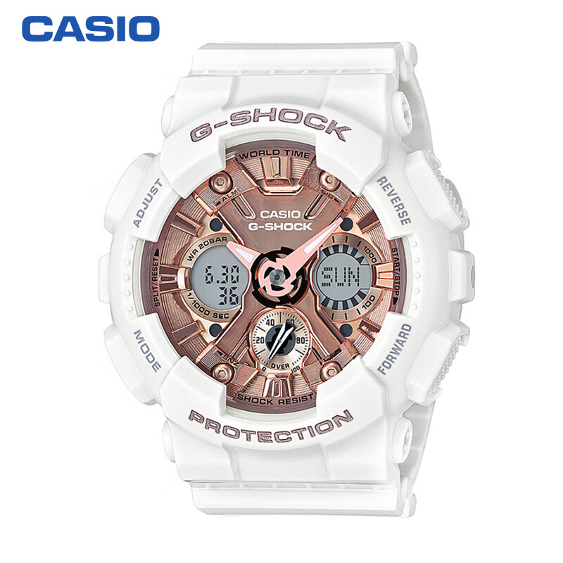 卡西欧（CASIO）手表 G-SHOCK S SERIES系列 防震防磁防水自动LED照明运动男女手表 GMA-S120MF-7A2