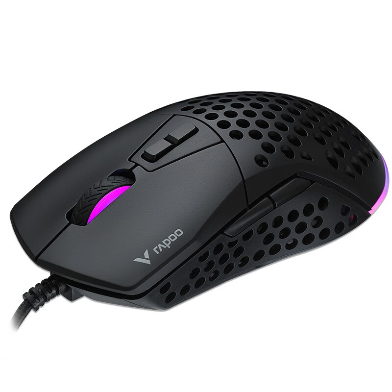 雷柏（Rapoo） V360 有线鼠标 游戏鼠标 人体工程学 洞洞鼠标 电竞鼠标 吃鸡鼠标 黑色