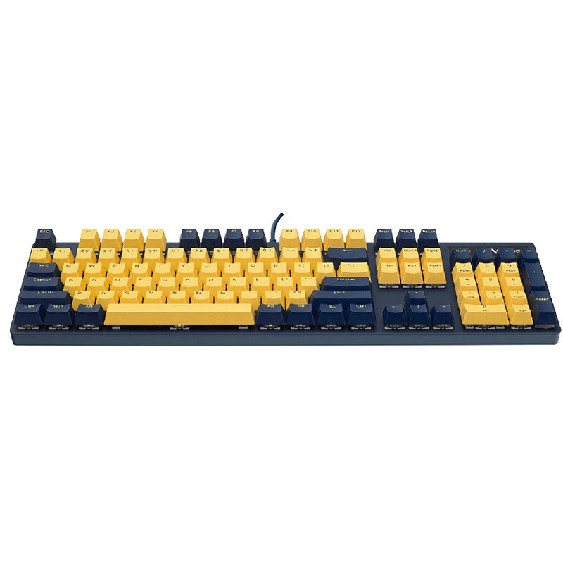 雷柏（Rapoo） V500PRO黄蓝版 机械键盘 有线键盘 游戏键盘 104键单光键盘 吃鸡键盘 办公键盘 茶轴