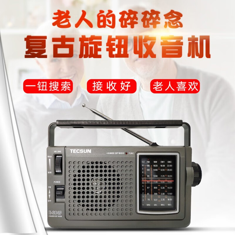 德生（Tecsun）R-304P 收音机 音响 全波段 老年人收音机半导体 便携式 调频FM 中波MW 短波SW 校园广播