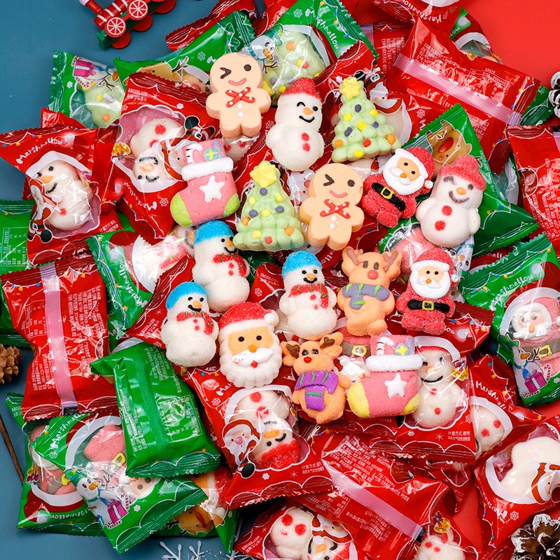 金稻谷（jindaogu）圣诞节礼物创意棉花糖果圣诞老人儿童零食散装约50粒/500g