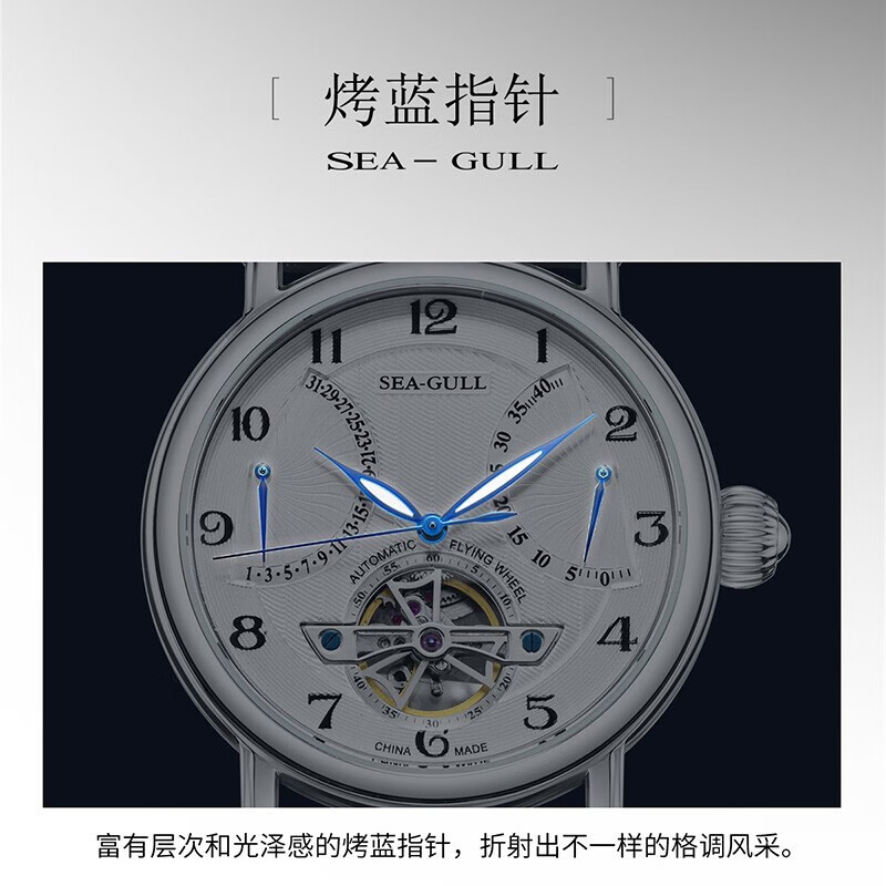 海鸥(SeaGull)手表 巨匠系列男士手表 自动机械手表男 机械表防水飞轮腕表男表 819.317