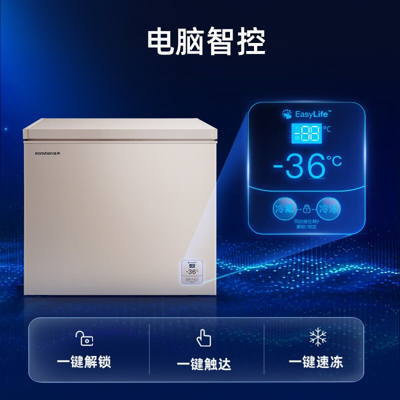 容声(Ronshen) 205升 冷藏冷冻转换冰柜 顶开门家用小冷柜 一级能效 电脑控温 BD/BC-205MSYA