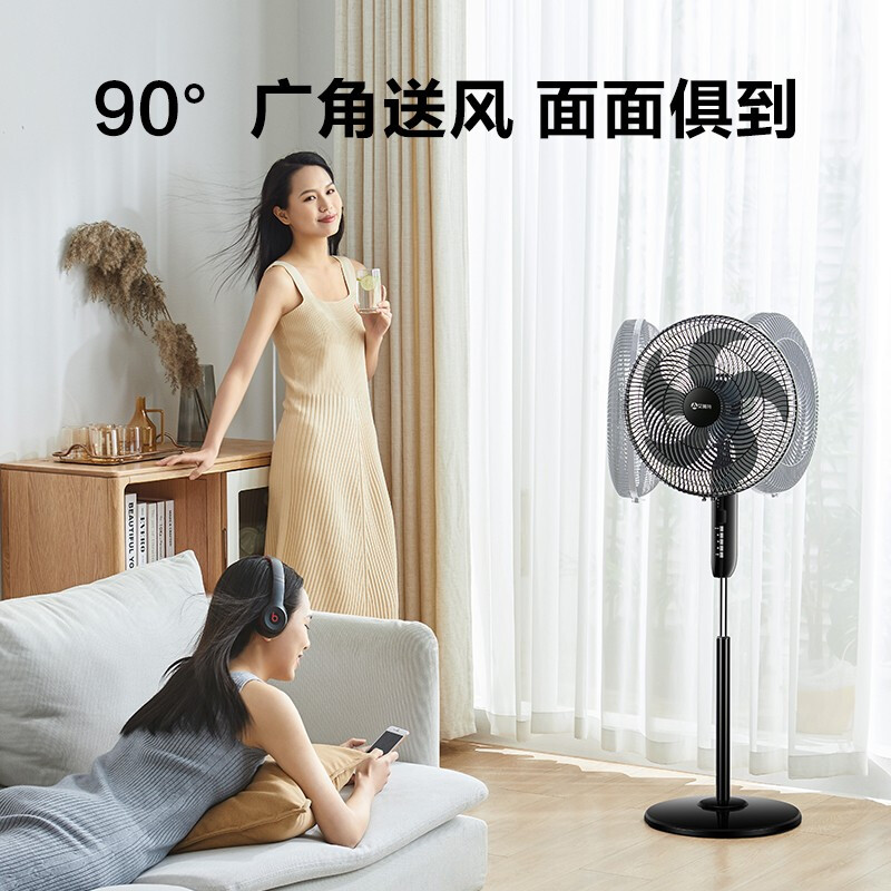 艾美特(Airmate) 五葉家用遙控電風(fēng)扇大風(fēng)量搖頭落地扇節(jié)能輕音定時(shí)風(fēng)扇立式風(fēng)扇 FSW52R