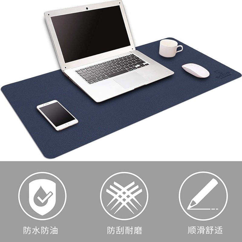 宜适酷（EXCO）防水皮质鼠标垫超大号办公桌垫  大号双面游戏垫 魅力蓝   BAS1801-01