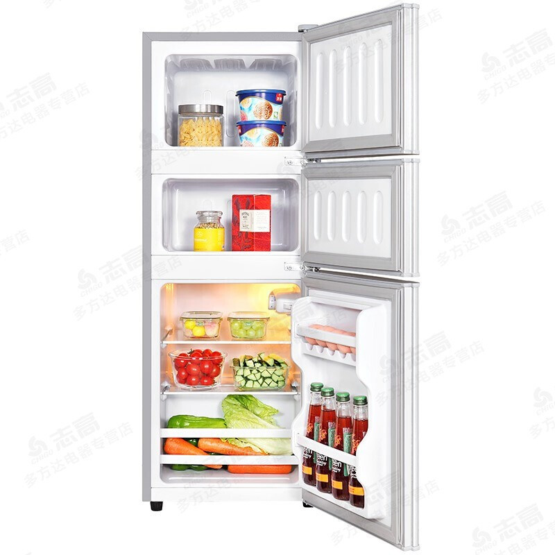志高（CHIGO）双门小冰箱 小型迷你家用宿舍电冰箱冷藏冷冻节能 BCD-78A152拉丝银