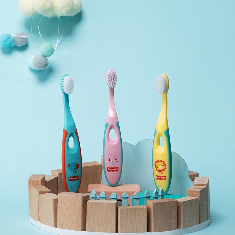 费雪（Fisher Price）儿童牙刷 宝宝牙刷 细软毛牙刷 口腔清洁 3-6岁 粉色 2支装