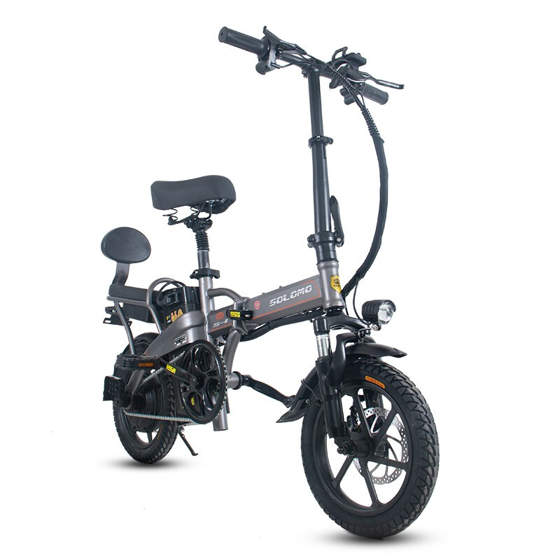 索罗门(SOLOMO)新款电动车 折叠代驾电动自行车车迷你锂电滑板车成人电瓶车 运动版助力续航80公里 黑色