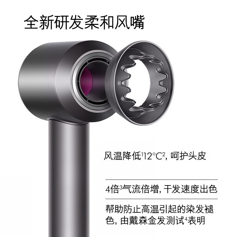 戴森（DYSON）Supersonic HD03智能电吹风 吹风机 风筒 紫红色 新增柔和风嘴