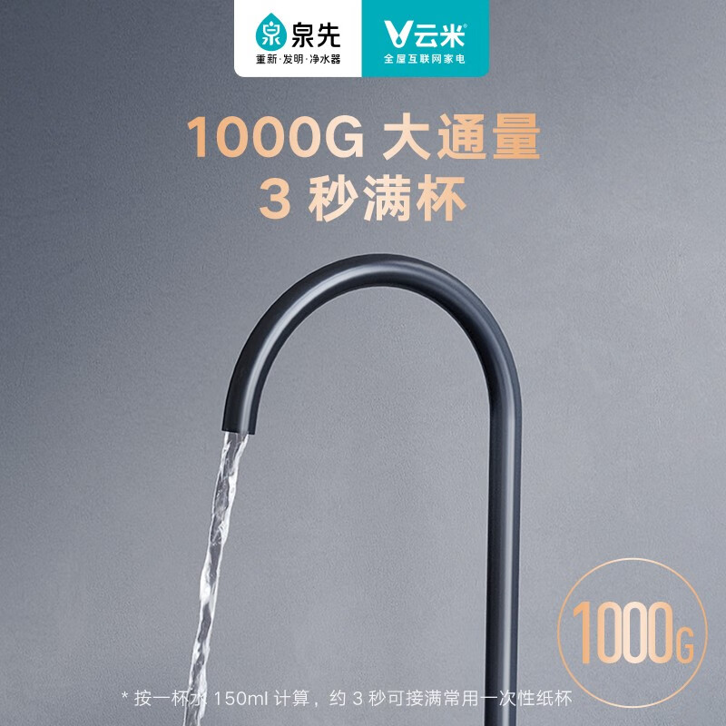 云米泉先净水器Super1000G家用直饮机RO反渗透净水机京品家电过滤器小体积无桶纯水机大通量净水器MR1023