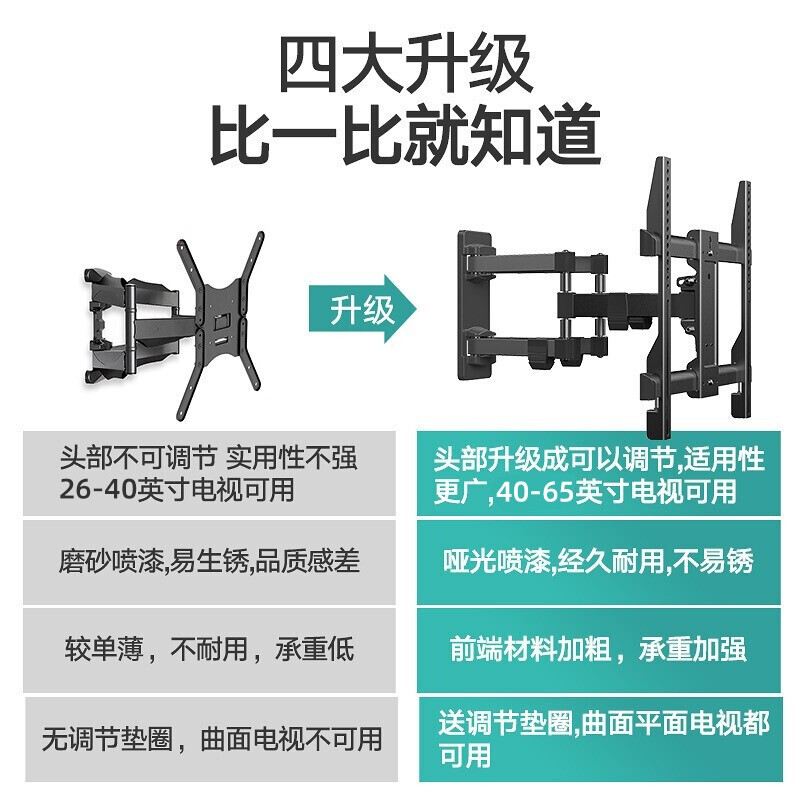 贝石  多功能电视挂架 液晶电视机支架旋转伸缩拉伸挂架可调角度小米海信长虹TCL创维通用40-70英寸D65T