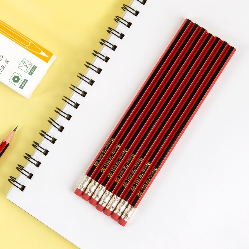 广博(GuangBo)12支装HB六角铅笔原木红色笔杆石墨铅芯学生绘画素描用 H05752