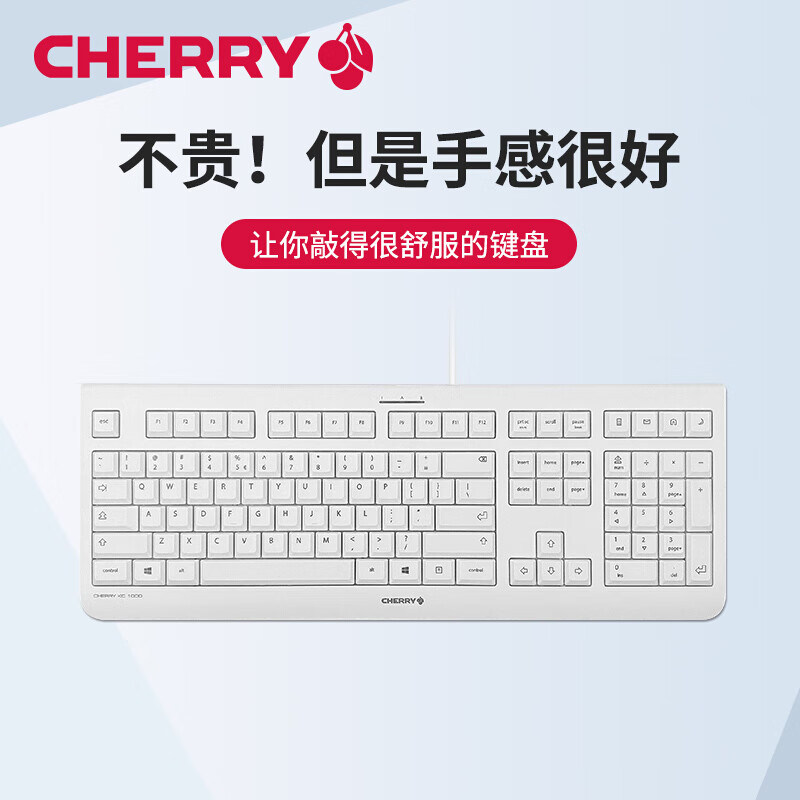 CHERRY樱桃有线办公键盘台式机笔记本电脑外接商务MC1000鼠标打字薄膜键鼠 KC 1000 键盘【白色】 二年质保