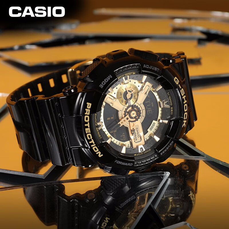 卡西欧（CASIO）手表 G-SHOCK 魔金双显礼盒装 男士防水防震防磁运动手表石英表 GA-110GB-1APRSN