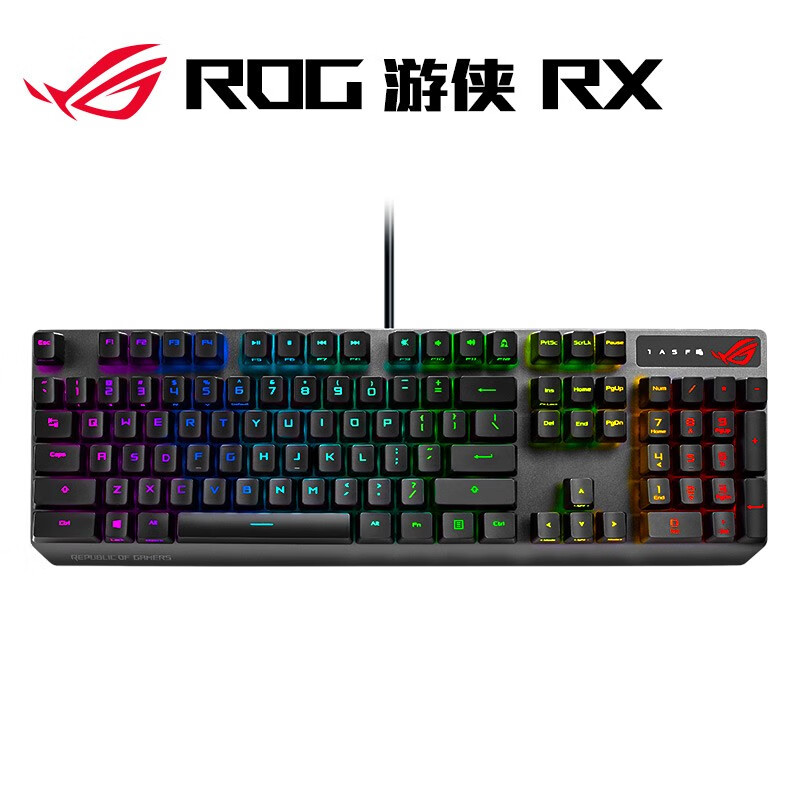 ROG 游侠RX 机械键盘 有线游戏键盘 光学触发机械红轴 RGB背光键盘 防水防尘键盘104键 游侠RX 红轴