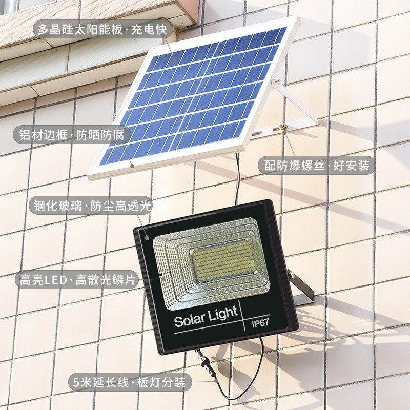 远盛达 太阳能灯庭院灯路灯家用室内户外投光灯新农村一拖二室外光伏板防水超亮照明灯大门口太阳灯 加强款一拖一 40W丨光照约70平方丨配5米线丨遥控+光控