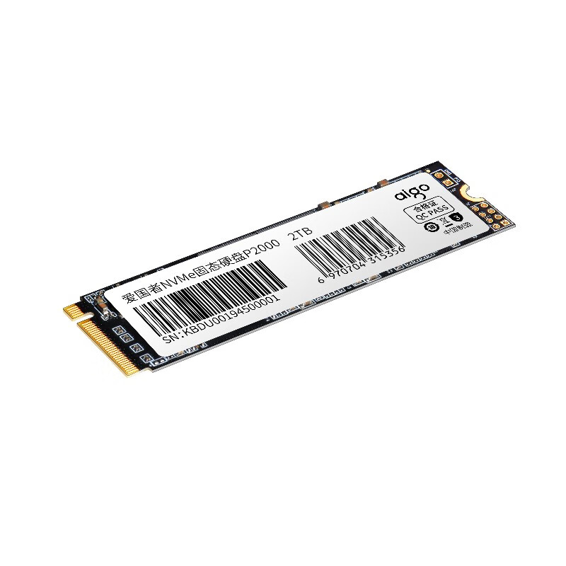 爱国者 (aigo) 1TB SSD固态硬盘 M.2接口(NVMe协议) P2000 读速高达2000MB/s 写速高达1600MB/s