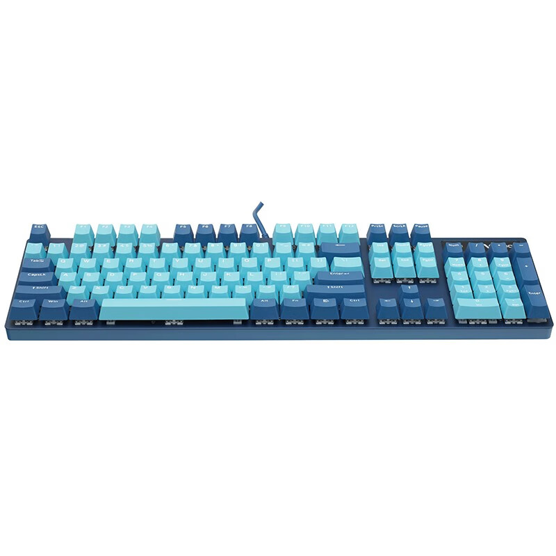 雷柏（Rapoo） V500PRO青蓝版 机械键盘 有线键盘 游戏键盘 104键单光键盘 吃鸡键盘 PBT键帽 青轴