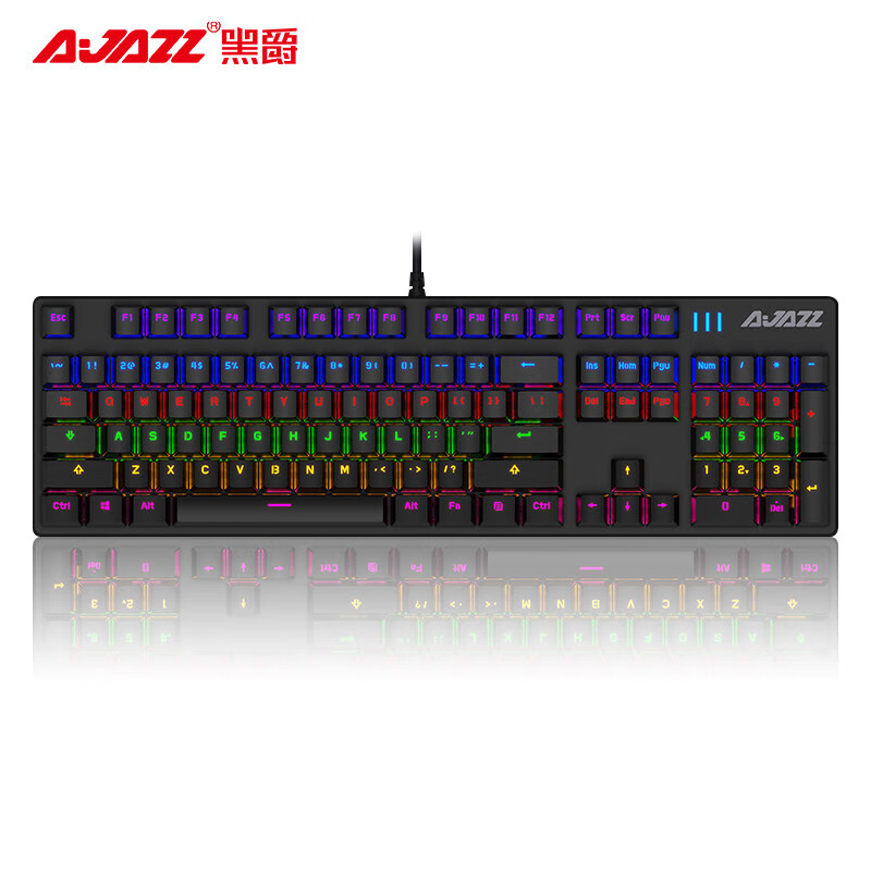 黑爵（AJAZZ）机械战警 有线机械键盘 游戏键盘 104键 混光 电脑外设吃鸡 黑色 青轴