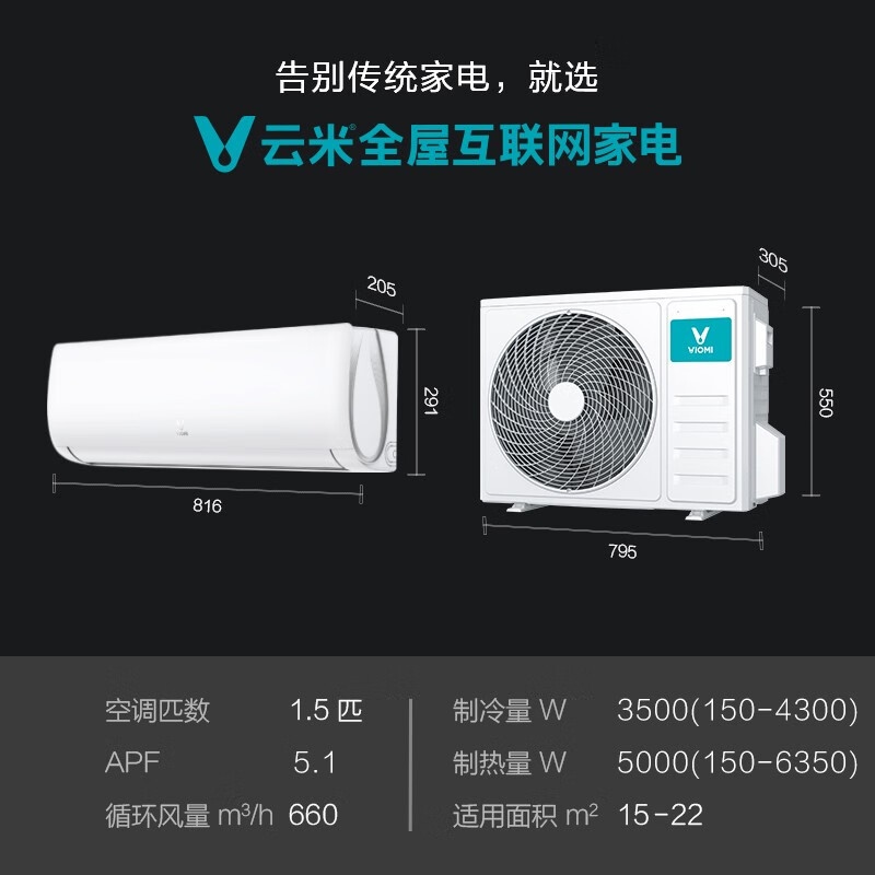 云米（VIOMI）新一级 iCool 1S 爱酷 智能家电 变频冷暖 以旧换新 1.5匹壁挂式空调挂机 KFRd-35GW/Y3PC5-A1