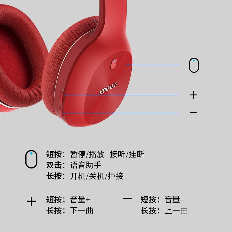 漫步者（EDIFIER） W800BT Plus蓝牙耳机头戴式重低音运动跑步音乐苹果小米华为手机通用 珍珠白