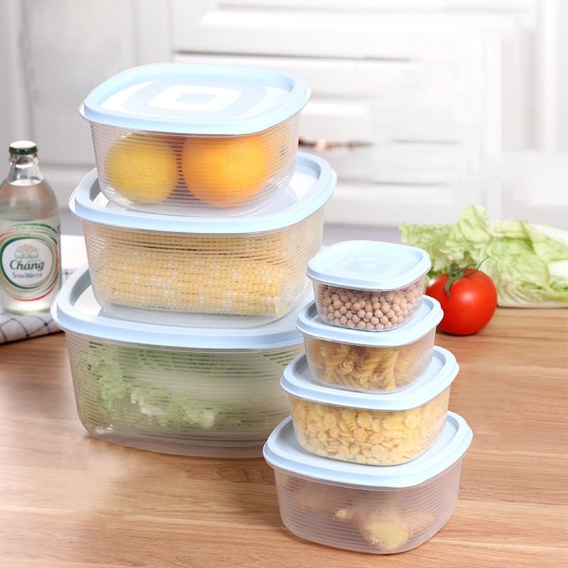 爱思得（Arsto）抗菌塑料保鲜盒套装大容量密封饭盒水果食品便当盒冰箱收纳盒生鲜蔬菜副食保鲜收纳盒 五件套