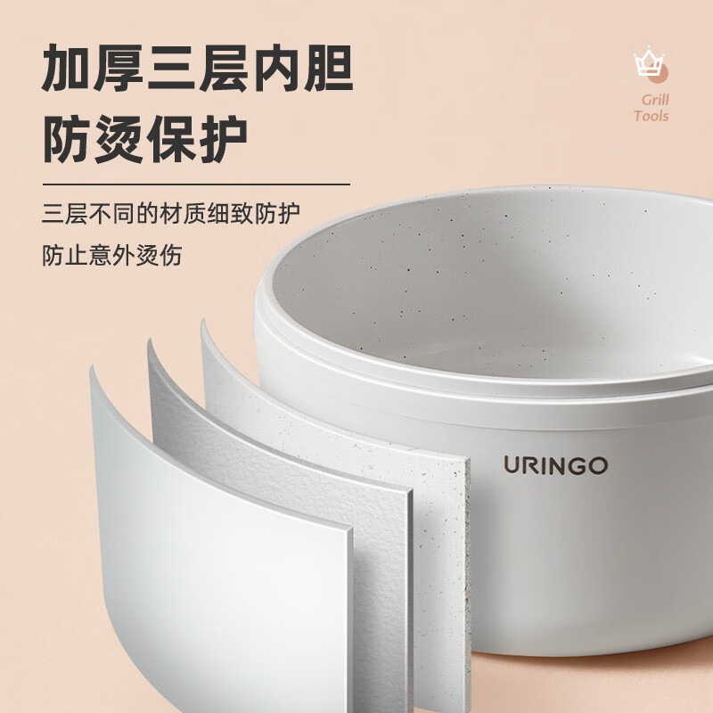 七彩叮当(URINGO) 电煮锅小电锅宿舍学生锅火锅锅蒸煮一体家用煮面小型迷你锅多功能料理锅电热火锅 电子标准款