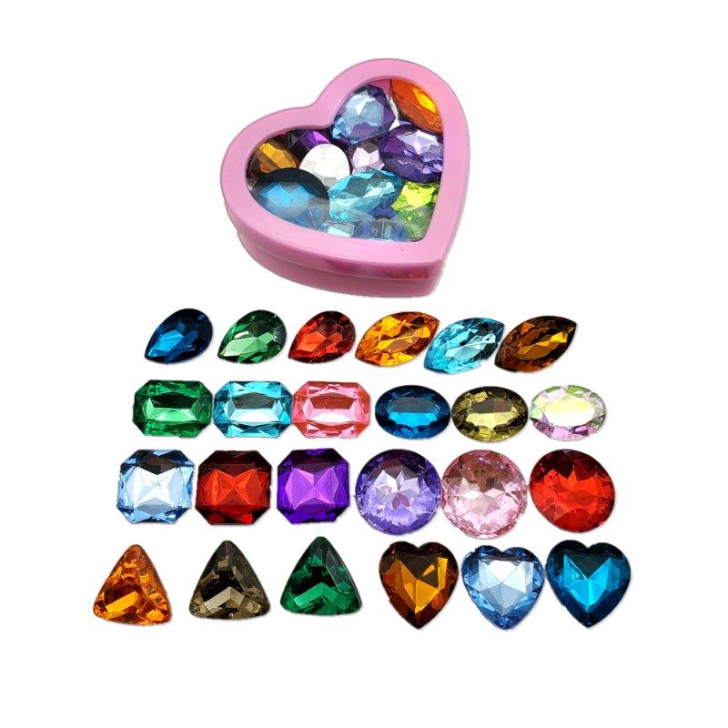 儿童宝石玩具钻石水晶塑料亚克力公主小女孩宝箱手工串珠制作项链心形