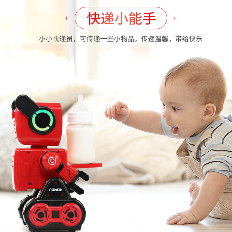 儿童早教启智可对话机器人智能声控电动遥控玩具3-8岁男孩超大升级版会走路会跳舞的会说话感应机器人 升级版K10语音对话APP遥控-白色