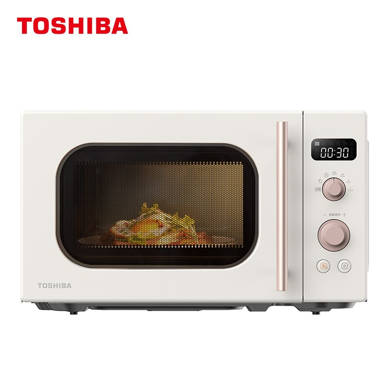 東芝 TOSHIBA  微波爐 家用小型復(fù)古式 17道網(wǎng)紅菜單 轉(zhuǎn)盤加熱 微波殺菌  高顏值ER-VS2200 20升