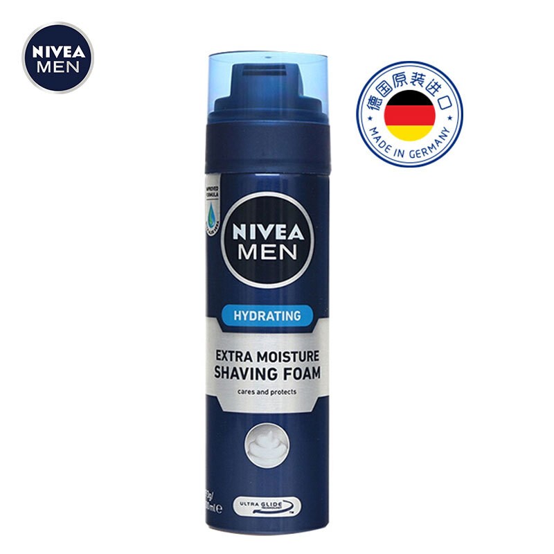 妮维雅（NIVEA）德国进口男士手动刮胡泡沫 温和清爽舒缓剃须泡沫200ml